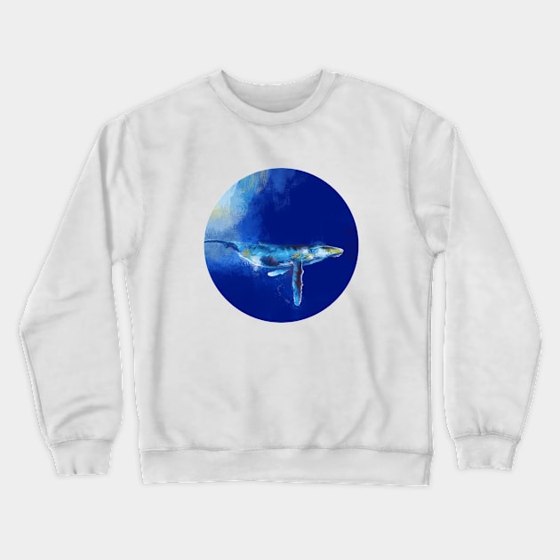 Deep Blue Whale - Ocean Digital Art Crewneck Sweatshirt by Flo Art Studio